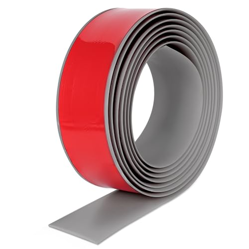 INMORVEN Übergangsprofil Selbstklebend Abdeckleisten,Weichsockelleiste Übergangsleiste Selbstklebend Vinyl Türleiste 3m x 5cm,Ausgleichsprofil für Laminat Parkettböden,Türschwellen Leiste(Grau) von INMORVEN