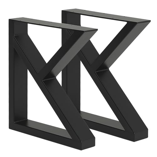 INMOZATA 2 Stück Tischbeine Metall Schwarz K Form Tischgestell Outdoor DIY Möbelfüße für Schreibtisch Esstisch Couchtisch Sitzbank B45 x H71 cm von INMOZATA