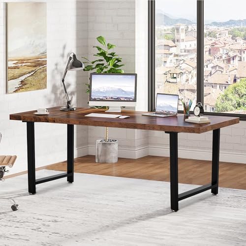INMOZATA 2X Tischbeine Metall Schwarz Tischgestell Tischkufen mit Verbreiterte Montageplatte für Esstisch Schreibtisch Stizbank 60 x 13 x 72cm, T-Form von INMOZATA