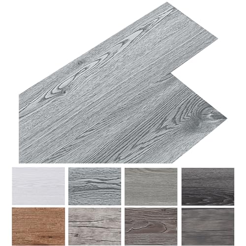 INMOZATA 5,02m²/ 36 Fliesen PVC Bodenbelag Selbstklebend Vinylboden Selbstklebend PVC Laminat -91,5 x 15,2cm -Dicke 2 mm Rutschfeste Wasserfest Schneidbar (Grau) von INMOZATA