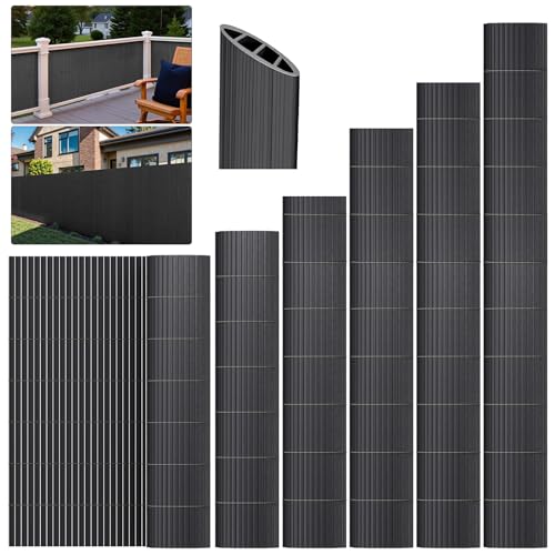 INMOZATA PVC Sichtschutzmatte 90x300cm mit Dreifach Verstärkung Innen, Balkon Sichtschutz Garten Zaun Sichtschutz mit Kabelbindern,Windschutz Wasserdicht ohne Bohren für Balkon Garten Terrasse-Grau von INMOZATA