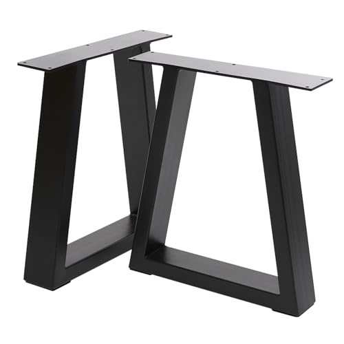 INMOZATA Tischbeine 2 Stück Trapezförmig Form Tischbeine Metall Schwarz Tischgestell mit Schrauben & Bodenschoner DIY Möbelfüße für Esstisch Schreibtisch Sitzbank Couchtisch L60XH71 von INMOZATA