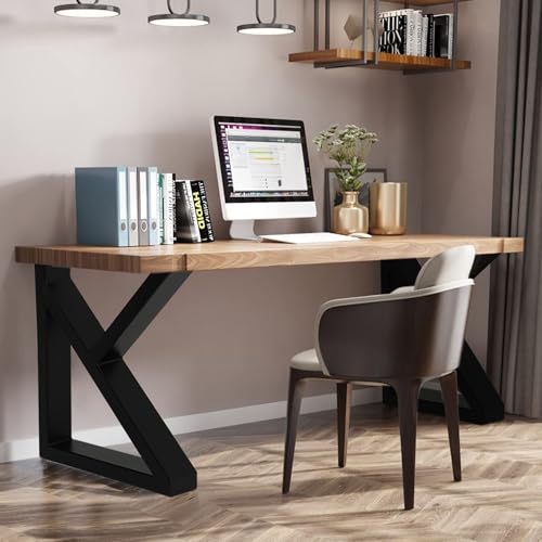 INMOZATA Tischbeine Metall 2 Stück K Form Tischfüße Schwarz Tischgestell DIY Möbelfüße für Schreibtisch Couchtisch Esstisch Sitzbank B45 x H71 cm von INMOZATA
