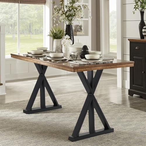 INMOZATA Tischbeine Metall 2 Stück M Form Tischfüße Schwarz Tischgestell DIY Möbelfüße für Schreibtisch Couchtisch Esstisch Sitzbank B60 x H71 cm von INMOZATA
