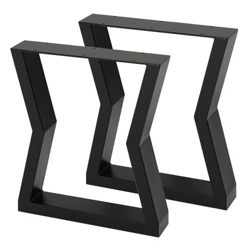 INMOZATA Tischbeine Metall 2 Stück O-Form Tischfüße Schwarz Tischgestell DIY Möbelfüße für Schreibtisch Couchtisch Esstisch Sitzbank B45 x H71 cm von INMOZATA