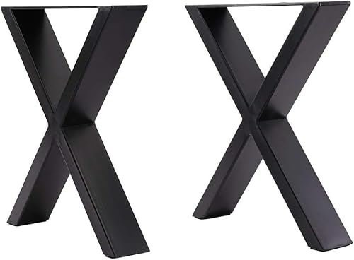 INMOZATA Tischbeine Metall 2 Stück X Form Tischfüße Schwarz Tischgestell DIY Möbelfüße für Schreibtisch Couchtisch Esstisch Sitzbank B70 x H71 cm von INMOZATA