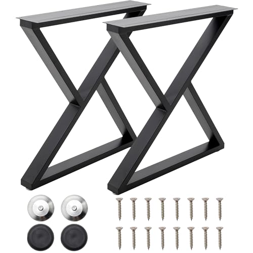 INMOZATA Tischbeine Metall Schwarz 2 Stück Tischgestell Tischkufen mit Verbreiterte Montageplatte für Esstisch Schreibtisch Stizbank 70 x 13 x 72cm, X-Form von INMOZATA