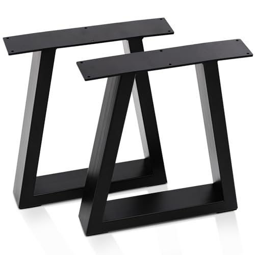 INMOZATA Tischkufen 2 Stück Trapezförmig Form Tischbeine Metall Schwarz Rostfreies Tischgestell mit Schrauben & Bodenschoner für Esstisch Schreibtisch Sitzbank Couchtisch L60XH72 von INMOZATA