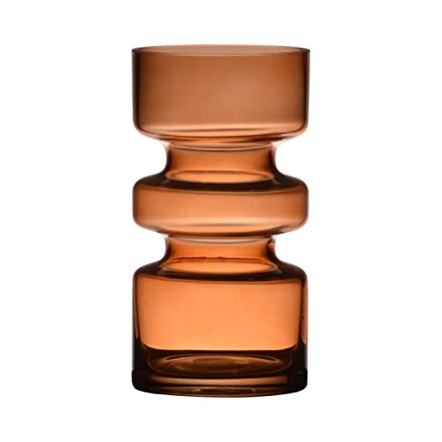 INNA-Glas Ausgefallene Glas Vase TAMLIN, orange-braun-klar, 17cm, Ø9cm - Dekovase von INNA-Glas