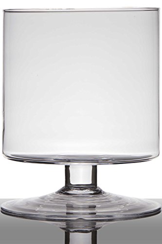 INNA-Glas Blumentopf Glas Lilian auf Standfuß, Zylinder - rund, klar, 24cm, Ø 19cm - Pokal Vase - Windlichtglas von INNA-Glas