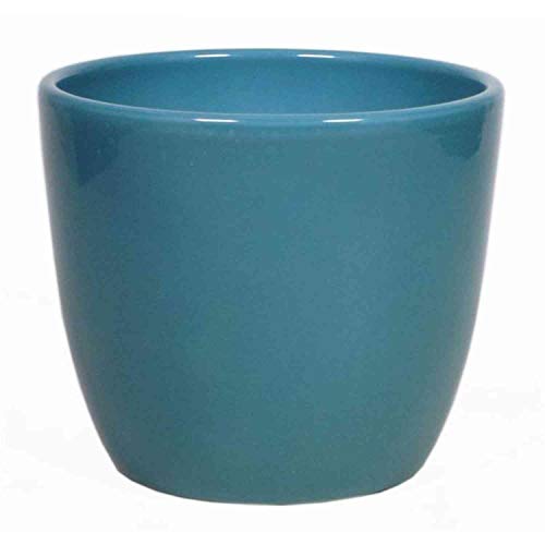 INNA-Glas Blumentopf Keramik, Ø10,5cm, 8,5cm, ozeanblau - Pflanzentopf/Übertopf Keramik von INNA-Glas