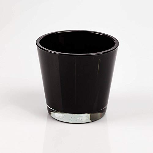INNA-Glas Blumentopf - Teelichtglas RANA, schwarz, 13cm, Ø 14cm - Orchideentopf - Windlichtsglas von INNA-Glas