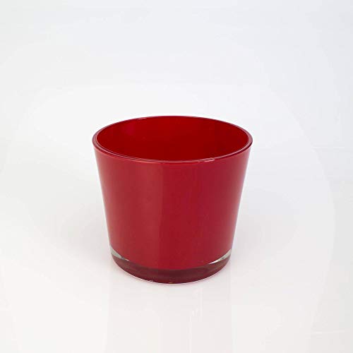 INNA-Glas Blumentopf - Windlicht Alena, rot, 12,5cm, Ø 14,5cm - Konisches Glas - Pflanzgefäß von INNA-Glas