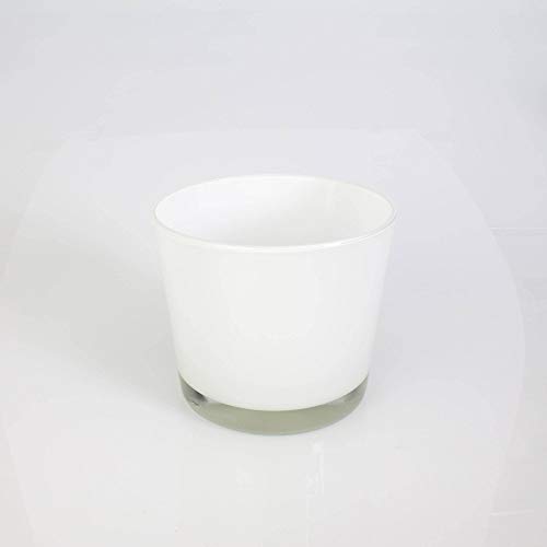 INNA-Glas Blumentopf - Windlicht Alena, weiß, 12,5cm, Ø 14,5cm - Konisches Glas - Pflanzgefäß von INNA-Glas
