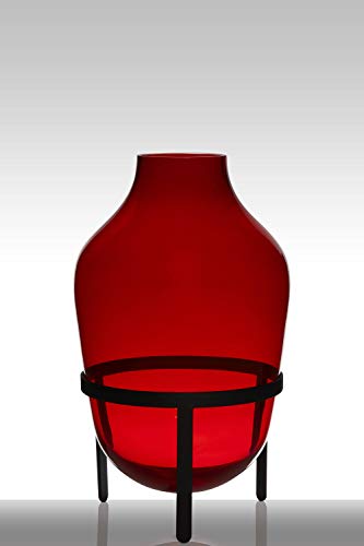 INNA-Glas Bodenvase Glas Camilo auf Standfuß, Trichter - rund, rot, 50cm, Ø 29cm - Große Vase - Runde Vase von INNA-Glas