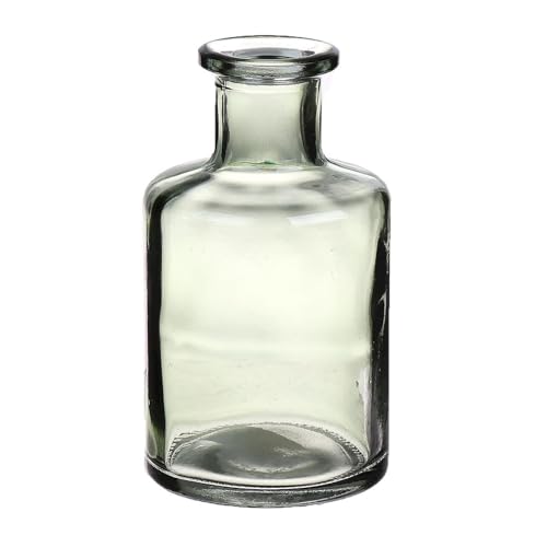 INNA-GLAS Dekoflasche BARTOLOMEA aus Glas, hellgrün-klar, 11,8cm, Ø6,8cm - Flaschenvase von INNA-Glas