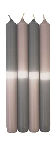 INNA-Glas Dip Dye Stabkerzen LISSITA, 4 Stück, grau-silbergrau, 25cm, Ø2,3cm, 11h - Tafelkerze von INNA-Glas