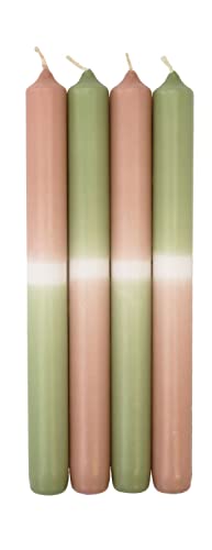 INNA-Glas Dip Dye Stabkerzen LISSITA, 4 Stück, lachs-hellgrün, 25cm, Ø2,3cm, 11h - Tafelkerze von INNA-Glas
