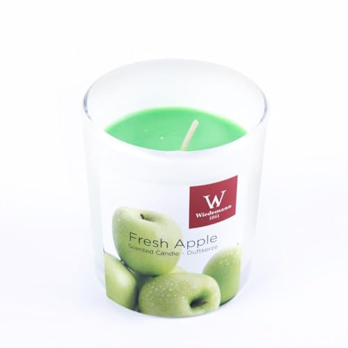 INNA-Glas Duftkerze ASTRID im Glas, Fresh Apple, apfelgrün, 7,9 cm, Ø7,1 cm, 28h - Duftende Rustik Kerze von INNA-Glas