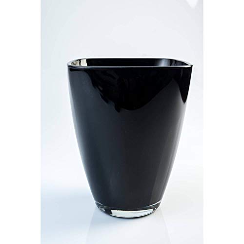 INNA-Glas Eckige Vase Yule aus Glas, schwarz, 17x13x13cm - Blumenvase - Tischvase von INNA-Glas