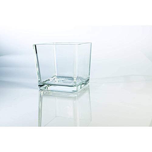 INNA-Glas Eckiges Dekoglas - Windlicht Glas Kim, klar, 13x13x12,5cm - Pflanzgefäß von INNA-Glas