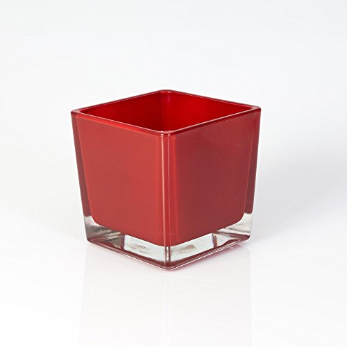 INNA-Glas Eckiges Teelicht Glas Kim, rot, 10x10x10cm - Planzgefäß - Glaswürfel INNA-Glas Eckiges Teelicht Glas Kim, rot, 10x10x10cm - Planzgefäß - Glaswürfel von INNA-Glas