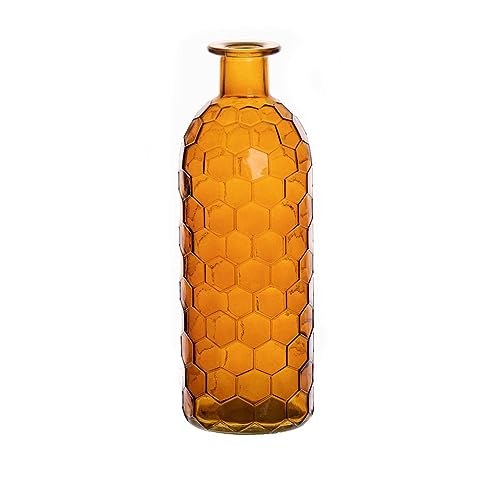 INNA-Glas Flaschenvase ARANCHA aus Glas, Wabenmuster, orange-braun-klar, 20 cm, Ø 7 cm - Deko Glasflasche von INNA-Glas