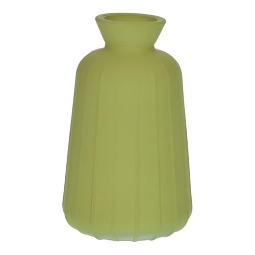 INNA-Glas Flaschenvase TATIANA mit Rillen, olivgrün-matt, 11cm, Ø6,5cm - Deko Glas Flasche von INNA-Glas