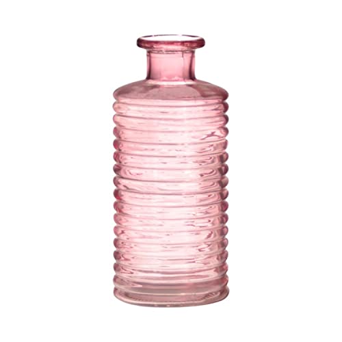 INNA-Glas Glas Dekoflasche Stuart mit Rillen, rosa-klar, 21,5cm, Ø9,5cm - Blumenvase von INNA-Glas