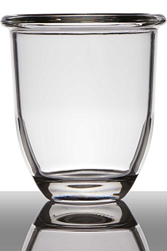 INNA-Glas Glas Übertopf Fynn, Trichter - Rund, klar, 17cm, Ø 15,5cm - Blumenkübel - Blumentopf von INNA-Glas