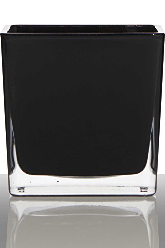 INNA-Glas Glas Übertopf Kim, Würfel - Viereckig, schwarz, 12x12x12cm - Pflanzkübel - Blumentopf von INNA-Glas