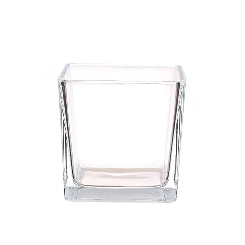 INNA-Glas Glas Übertopf Kim AIR, transparent, 12x12x12 cm - Teelichtglas Cube von INNA-Glas