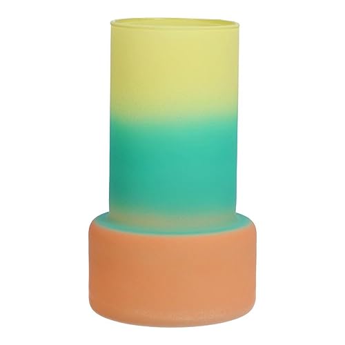INNA-Glas Glasvase NULAILA, gelb-türkis-Aprikose-matt, 17 cm, Ø 10 cm - Bunte Vase/Windlichtglas von INNA-Glas