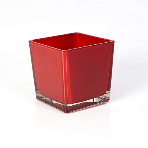 INNA-Glas Großes Teelicht Glas Kim, rot, 12x12x12cm - viereckiges Glas - Glaswürfel INNA-Glas Großes Teelicht Glas Kim, rot, 12x12x12cm - viereckiges Glas - Glaswürfel von INNA-Glas