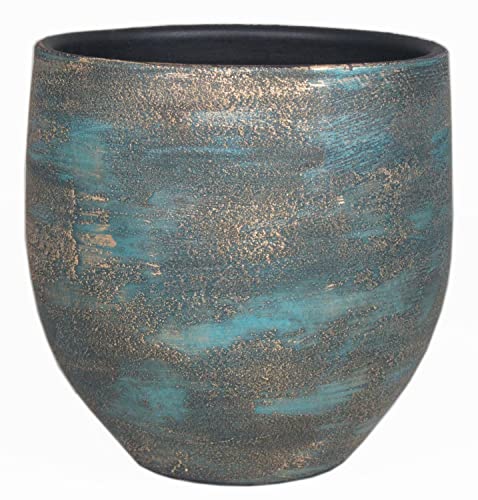 INNA-Glas Keramik Blumentopf, Farbverlauf, blau-Gold, 28 cm, Ø 28 cm - Keramiktopf INNA-Glas Keramik Blumentopf, Farbverlauf, blau-Gold, 28 cm, Ø 28 cm - Keramiktopf von INNA-Glas