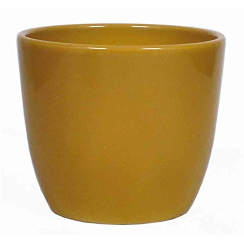 INNA-Glas Keramik Blumentopf, Ø19,5cm, 17cm, ockergelb - Pflanzentopf/Übertopf von INNA-Glas