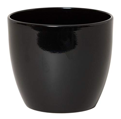 INNA-Glas Keramik Blumentopf, Ø10,5cm, 8,5cm, schwarz - Pflanzentopf/Übertopf von INNA-Glas