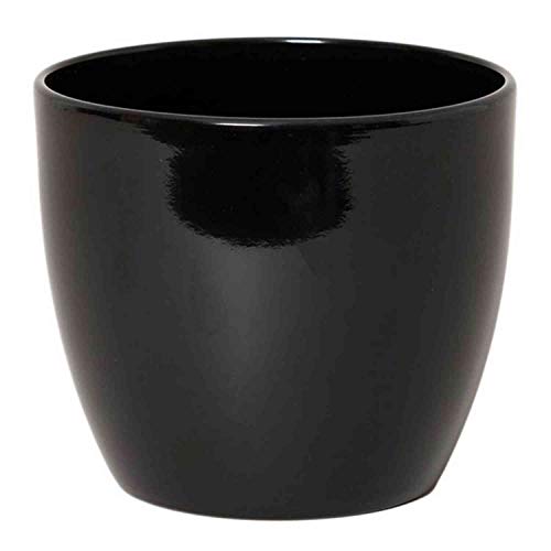 INNA-Glas Keramik Blumentopf, Ø8,5cm, 6,5cm, schwarz - Pflanzentopf/Übertopf von INNA-Glas