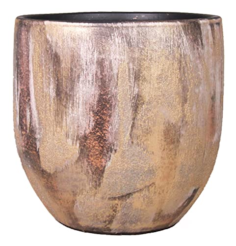INNA-Glas Keramik Blumentopf AETIOS, Farbverlauf, Gold-braun, 16 cm, Ø 17 cm - Übertopf von INNA-Glas