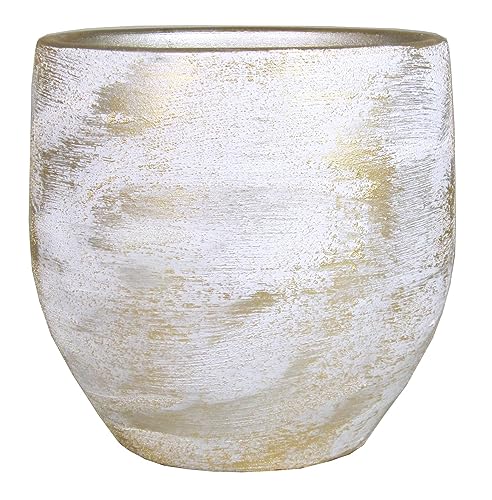 INNA-Glas Keramik Blumentopf AETIOS, Farbverlauf, weiß-Gold, 13cm, Ø14cm - Deko Übertopf von INNA-Glas