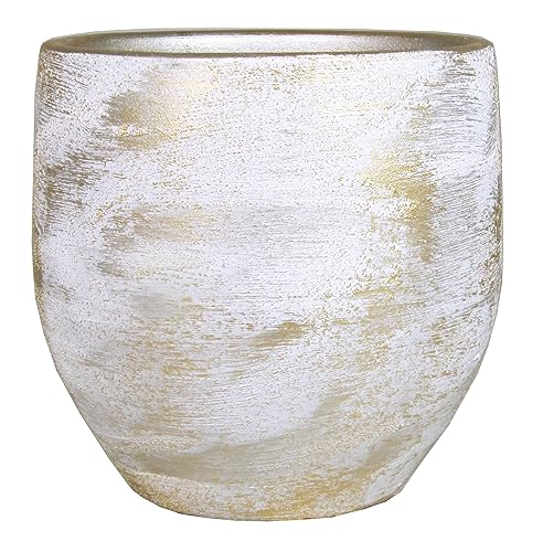 INNA-Glas Keramik Blumentopf AETIOS, Farbverlauf, weiß-Gold, 24cm, Ø24cm - Deko Übertopf von INNA-Glas