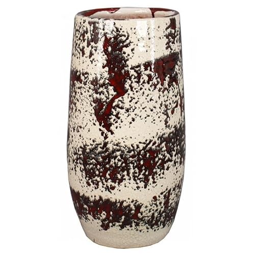 INNA-Glas Keramik Kübel Giorgos mit Muster, braun-Creme, 50cm, Ø24cm - Deko Blumentopf von INNA-Glas