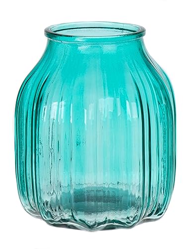 INNA-Glas Kleine Blumenvase Amory aus Glas, türkis-klar, 16 cm, Ø 13,8 cm - Farbige Vase von INNA-Glas