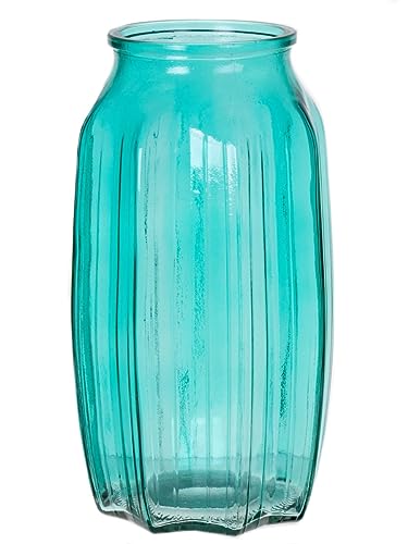 INNA-Glas Kleine Blumenvase Amory aus Glas, türkis-klar, 22 cm, Ø 12 cm - Farbige Vase von INNA-Glas