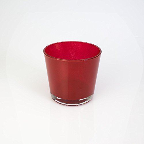 INNA-Glas Kleine Glasvase - Windlicht Alena, rot, 10,5cm, Ø 11,5cm - Blumentopf - Tisch Glasvase von INNA-Glas