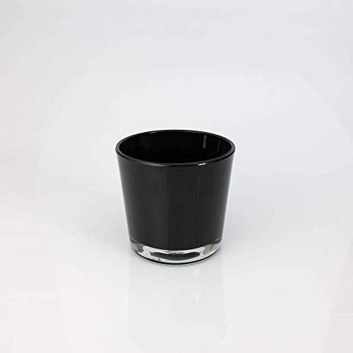 INNA-Glas Kleine Glasvase - Windlicht Alena, schwarz, 10,5cm, Ø 11,5cm - Blumentopf - Tisch Glasvase von INNA-Glas