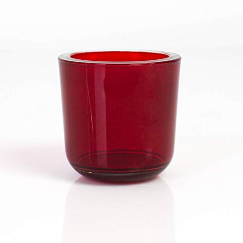 INNA-Glas Kleines Teelichtglas - Teelichthalter Nick, rot-transparent, 8cm, Ø 8cm - Kerzenglas von INNA-Glas