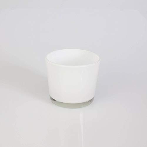 INNA-Glas Kleines Windlicht - Glasvase Alena, weiß, 8,5cm, Ø 10cm - Tischlicht - Konische Vase von INNA-Glas