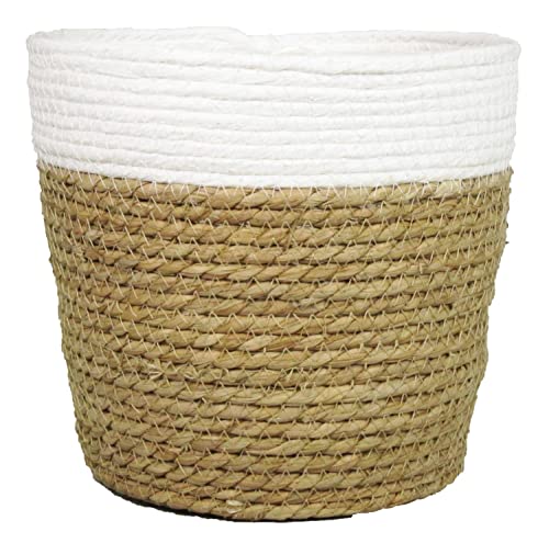 INNA-Glas Korb Übertopf Dominga, weiß-beige, 13 cm, Ø 16 cm - Pflanzgefäß von INNA-Glas