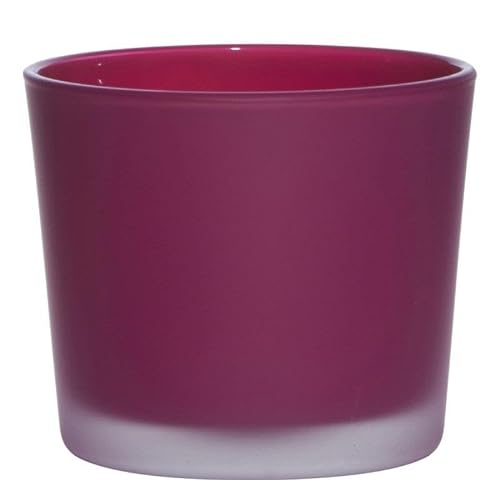 INNA-Glas Maxi Teelichtglas Alena Frost, Magenta matt, 9 cm, Ø 10 cm - Kerzenglas von INNA-Glas